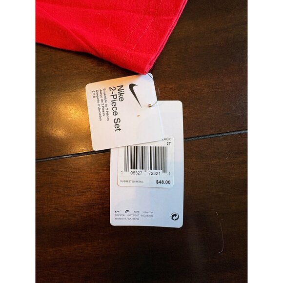 Nike Boys Two-Piece Set Red Long-Sleeve Shirt & Blue Pants Logo Swoosh - Picture 10 of 10